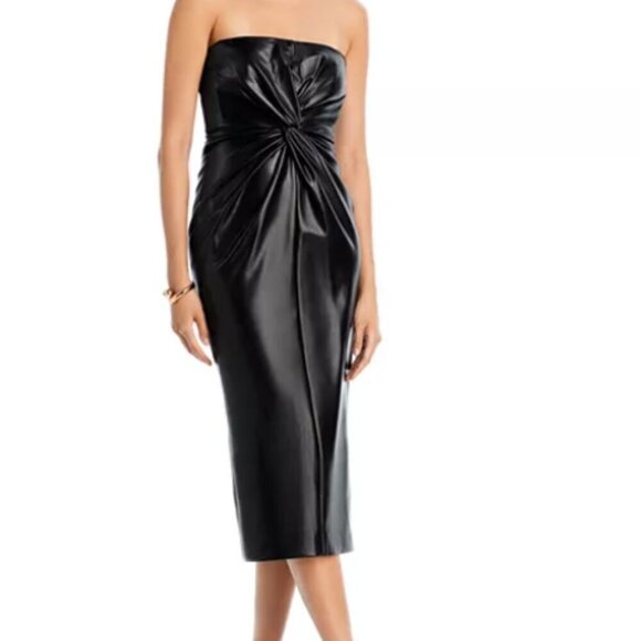 CINQ A SEPT Dresses & Skirts - NWT Vegan Leather Strapless Cocktail Dress SOLD OUT sz 2